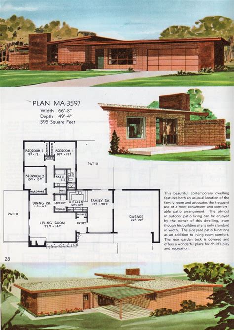 Pin By David Carr On Mid Century Modern Vintage House Plans Modern