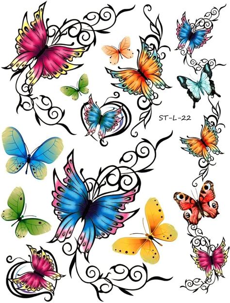 supperb® temporary tattoos elegant colorful butterflies tattoo l beauty