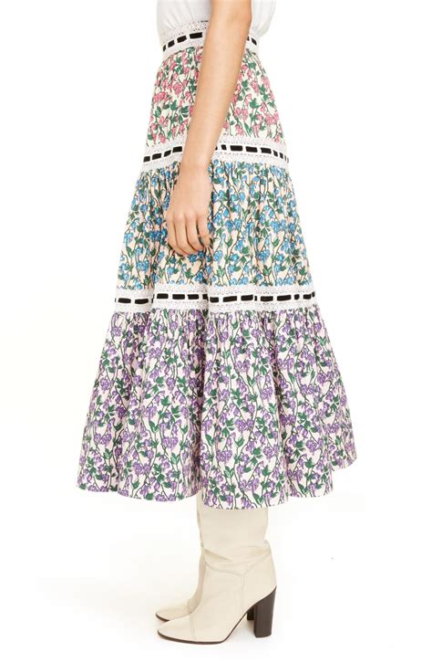 Runway Marc Jacobs Marc Jacobs Mixed Floral Tiered Prairie Skirt