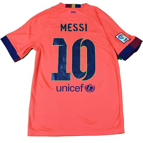 Before barca went on to beat valladolid on monday, lionel messi was presented with a signed jersey dedicated to his record appearances for the club. Lionel Messi Signed Barcelona Away Jersey (Messi COA ...
