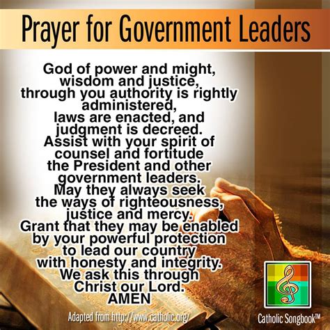 Prayer For Government Leaders Catholic Songbook™ Catholic Songs