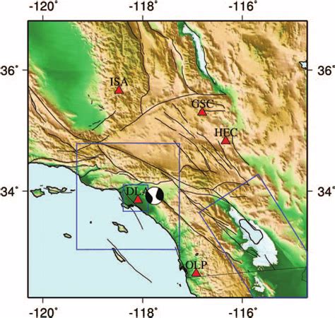 Topographic Map With Shaded Relief Of Southern California Showing The
