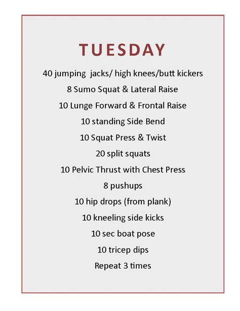 Tuesday Workout Routine Tuesday Workout Boot Camp Workout Circuit