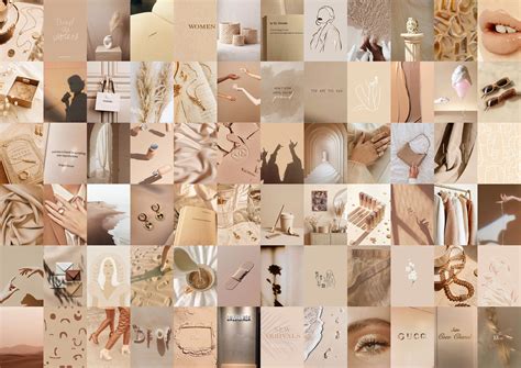 A5 Boujee Beige Aesthetic Collage Kit Nude Collage Etsy