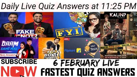 Flipkart Quiz Today Flipkart Live Quiz Answers 6 February Daily