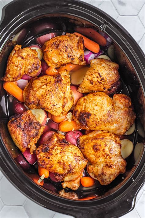 Slow Cooker Chicken Thighs With Potatoes And Carrots