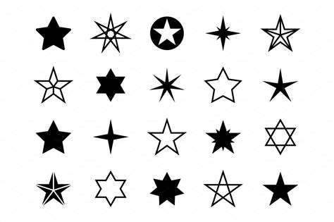 Star Shapes Set Different Stars Illustrations ~ Creative Market