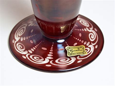 Egermann Red Stain Vase 30 5 Cm Hand Decorated Egermann Glass Egermann Crystal And