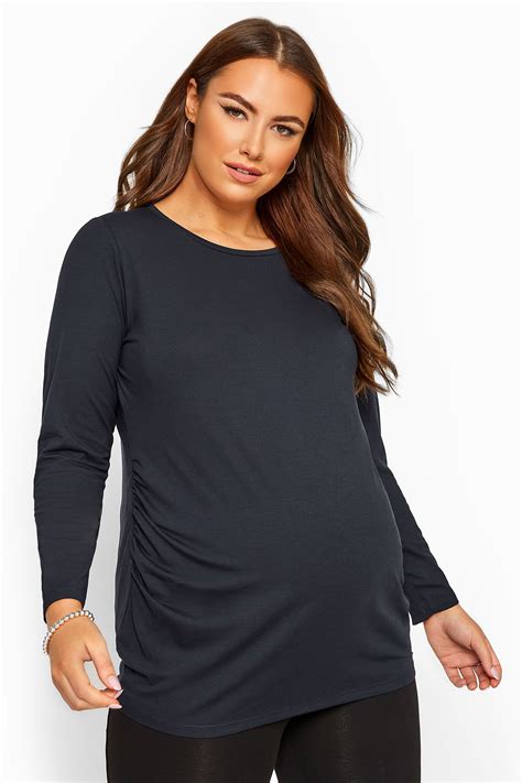 Bump It Up Maternity Navy Long Sleeve Top Sizes 16 36 Yours Clothing