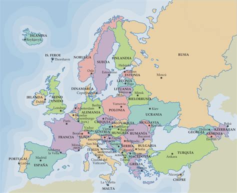 Mapa de europa con el cáucaso y turquía. Mapa de Europa con división política - Mapa de Europa