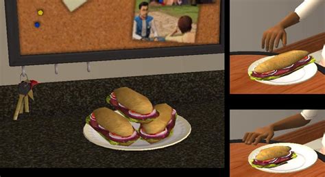 Two Pictures Of Sandwiches On Plates In Front Of A Tv