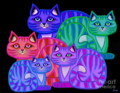 Colorful Whimsical Cats Digital Art By Nick Gustafson Pixels