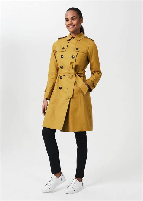 Womens Petite Saskia Water Resistant Trench Coat Chartreuse Hobbs