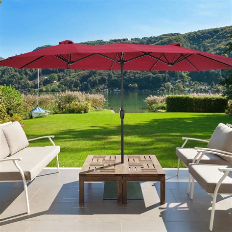15 Ft Large Umbrella Outdoor In Patio And Garden Double Sided