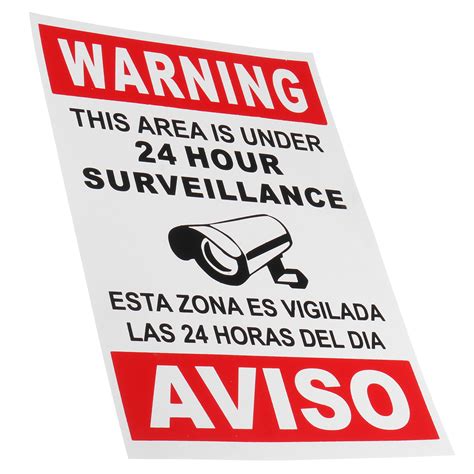 Get your custom video surveillance sign and property under surveillance sign at stopsignsandmore.com today. English Spanish Security Warning Sign Camera Sticker ...