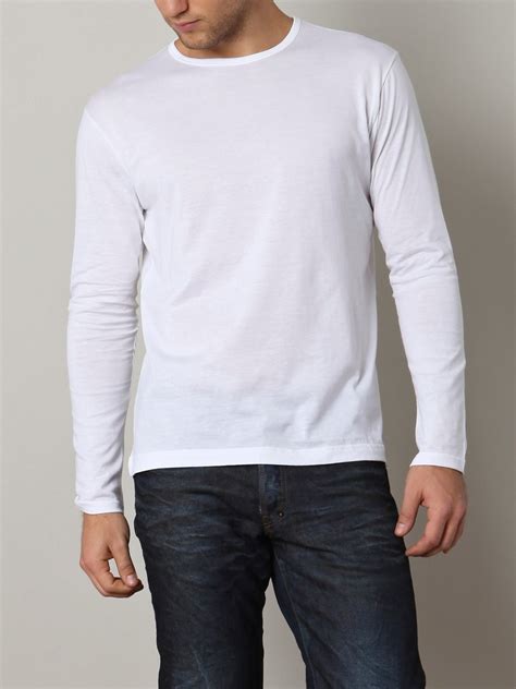 Lyst Sunspel Long Sleeve Crew Neck T Shirt In White For Men