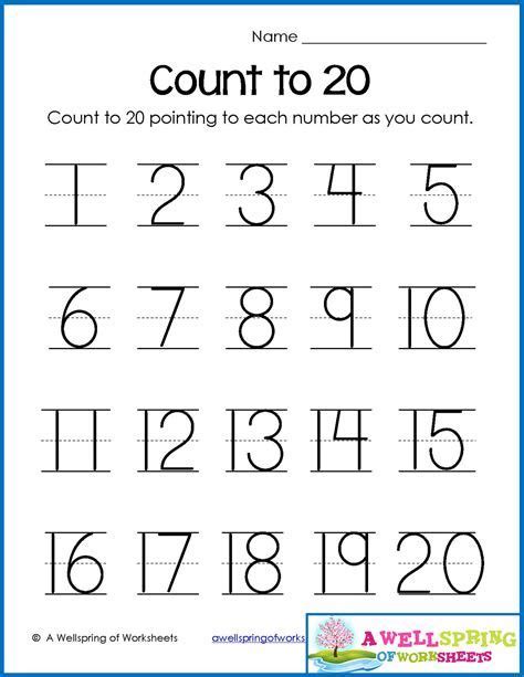 Free Printable Numbers 1 20 Preschool Worksheets