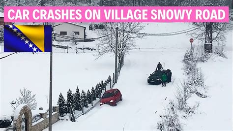 Car Crashes On Village Snowy Road Snow Accidents Snow Driving Fails