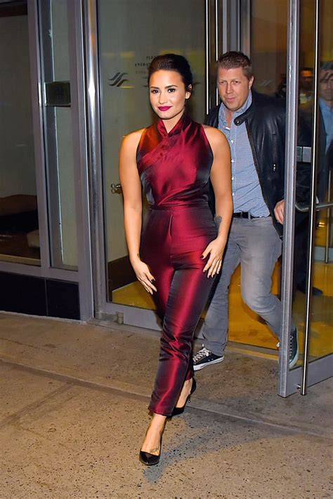 Demi Lovato Wears A Red Silk Jumpsuit In Nyc Popsugar Latina Photo 6