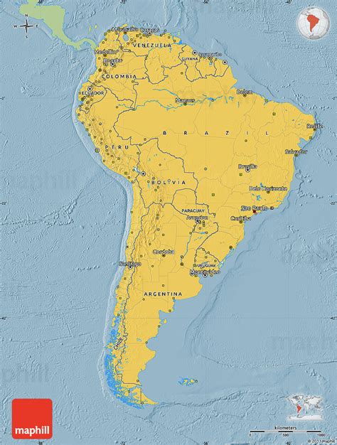 Savanna Style Map Of South America Single Color Outside