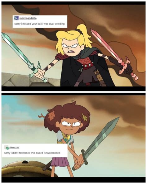 Amphibia Tumblr Text Post Memes Sasha Waybright And Anne Boonchuy Sword