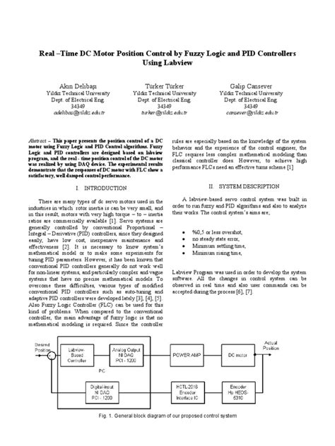 Real Time Dc Motor Position Control By Fuzzy Logic And Pid Controllers