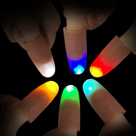1 pair funny light flashing fingers magic trick electronic led trick