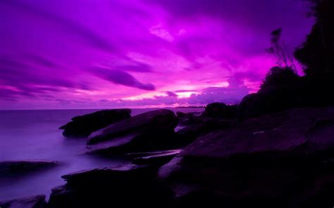 Purple Ocean Sunset Paradise Painting Purple Wall Art Purple Walls
