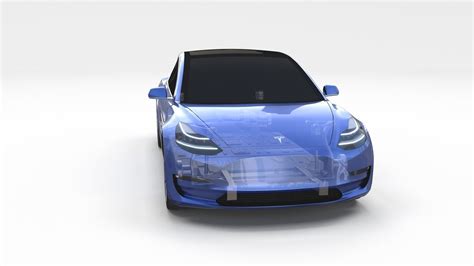 Tesla Model 3 With Chassis Blue 3d Model Cgtrader