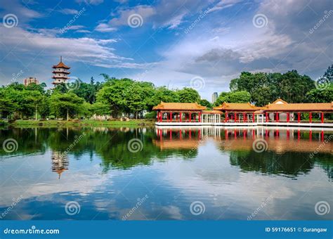 Scenic Chinese Garden Temple Stock Image Image Of Pagoda Religious