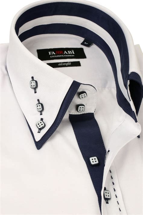 Mens Double Collar White Dress Shirt Farrabi Slim Fit Exclusive