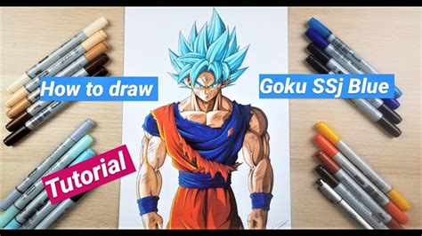 How To Draw Goku Ssj Blue Battle Damaged Step By Step Tutorial Youtube