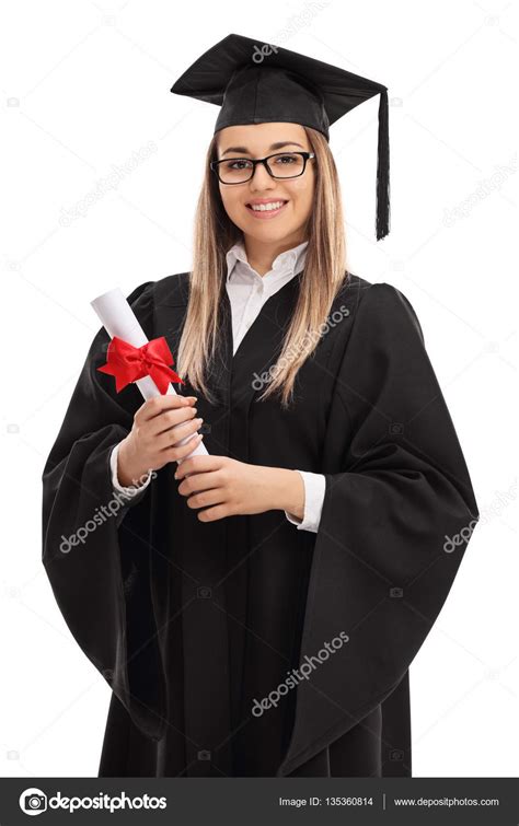 Happy graduate student holding a diploma — Stock Photo © ljsphotography ...