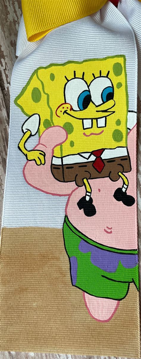 Spongebob Squarepants And Patrick Star Hand Painted Hair Bow Etsy