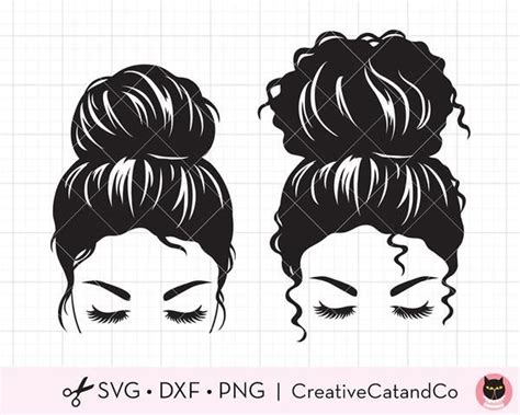 Woman Face With Messy Bun Silhouette Svg Dxf Png Svg Canvas Art