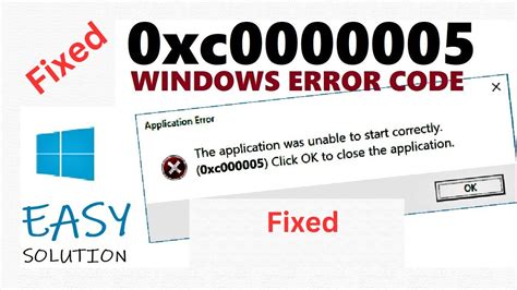 Fix The Application Was Unable To Start Correctly 0xc0000005 Click Ok To Close The
