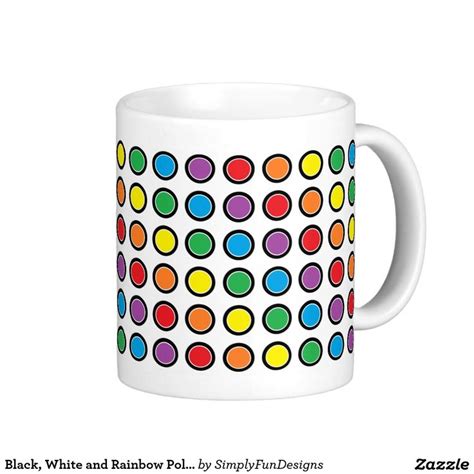 Black White And Rainbow Polka Dots Mug Mugs Rainbow Polka Dots