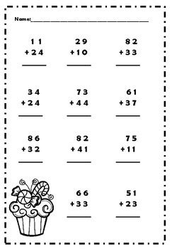 Christmas Double Digit Addition without Regrouping Worksheet | TpT