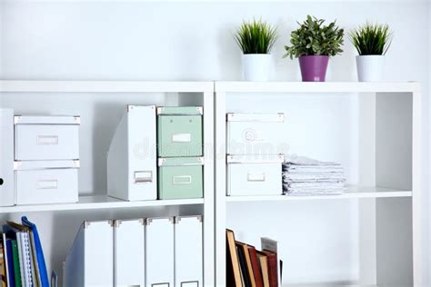 File Folders Standing On The Shelves At Office Stock Image Image Of
