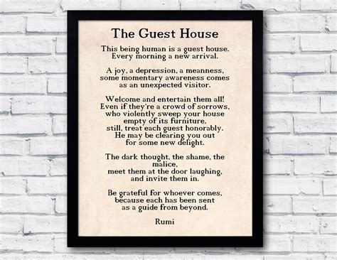 Rumi Quote The Guest House Poem By Rumi Inspiring Poem Etsy