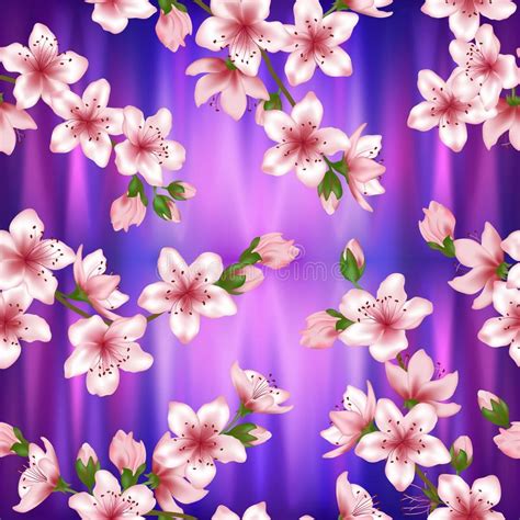 Japanese Cherry Blossom Sakura Branches Vector Seamless Pattern Stock Vector Illustration Of