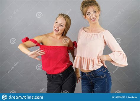 Two Women Fooling Around Stock Image Image Of Women 166376263