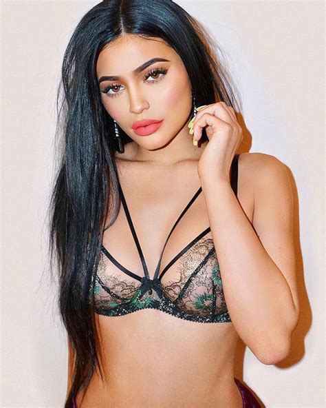 Kylie Jenner Strips Down To Sheer Lace Lingerie And Bares Her Boobs For