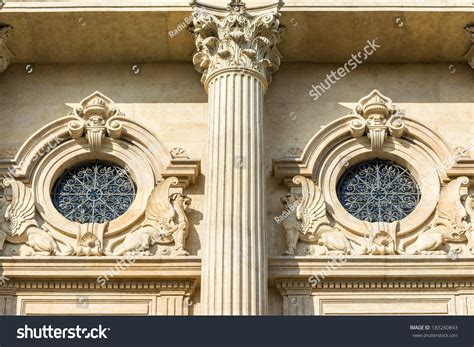 Neoclassical Architecture Symmetry Detail Corinthian Column Stock Photo