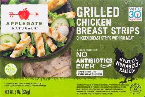 They are also getting chicken wings are some of the most popular foods for appetizers and parties. Applegate Strips, Grilled Chicken Breast - 8 oz, Nutrition ...