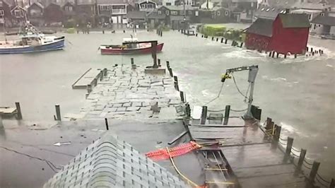 Current High Tides And Wind Driven Storm Surge At The End Of T Wharf