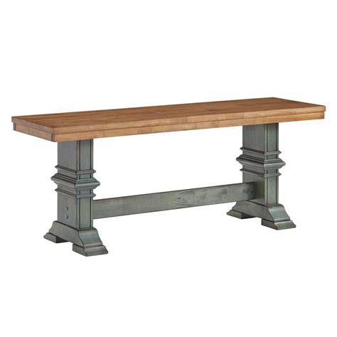 Homesullivan Two Tone Oak And Antique Sage Dining Bench With Trestle Leg 40530 13aq 3a The
