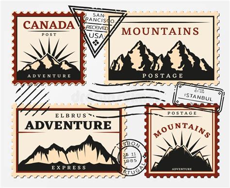 Vintage Postage Stamps Set Stock Vector Illustration Of Paper 213285347
