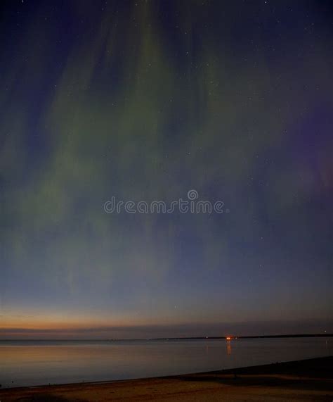 Northern Lights On Lake Winnipeg Stock Photo Image Of Night Lake