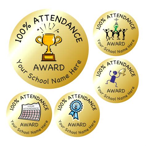 100 Gold Attendance Stickers For Teachers